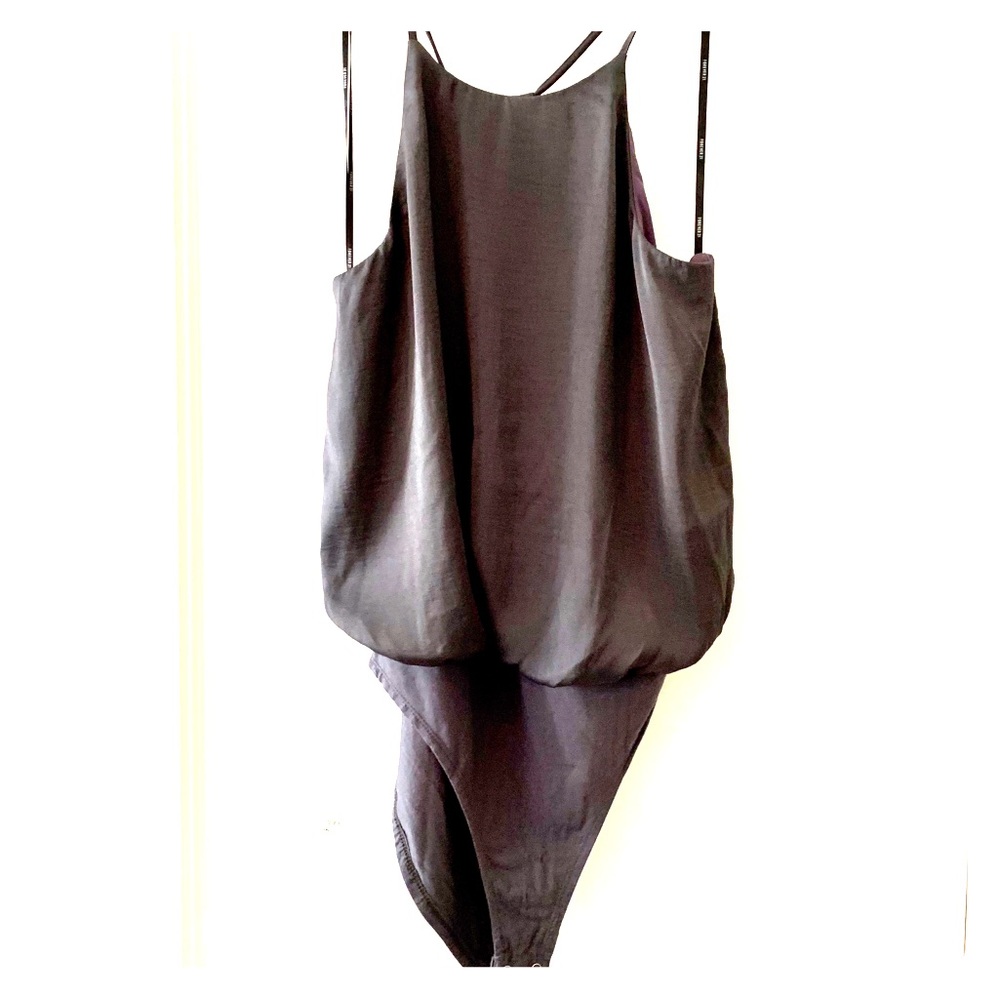 Forever 21 Grey Satin high neck bodysuit